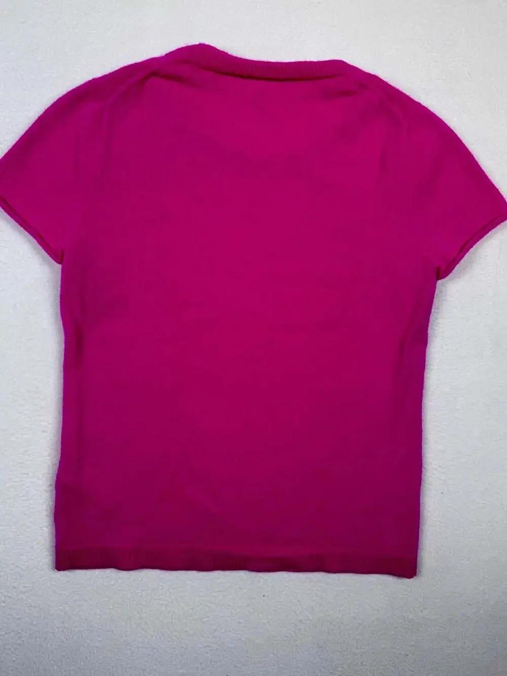 J.Crew Women's Hot Pink Short Sleeve Cashmere Knit Crew Neck Sweater